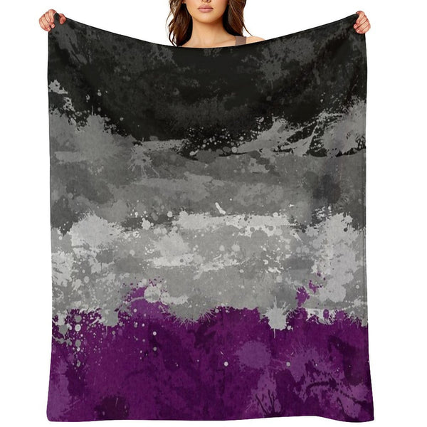 Abstract Paint Splatter Asexual Pride Flag Pattern Versatility Throw Blanket