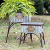 Set of Two Galvanized Poland Tubs Planter with Stands