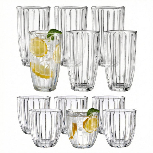 Capri 12-Piece Glassware Set – 6 Coolers (16oz) & 6 DOF Glasses (10oz)