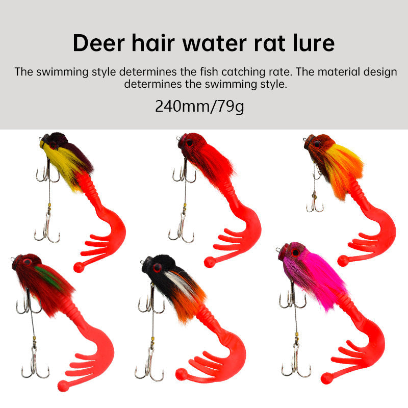 Palisandro Baby Rat Swimbait Bucktail - Muskie/Pike Lure, Hand - tied Deer Hair, Solid Body Fishing Rig