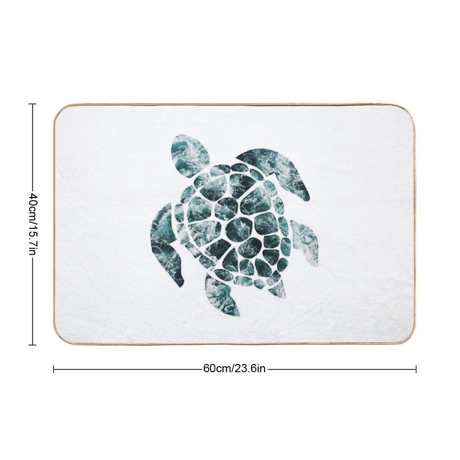 Sea Turtle - Turquoise Ocean Waves Bath Mat