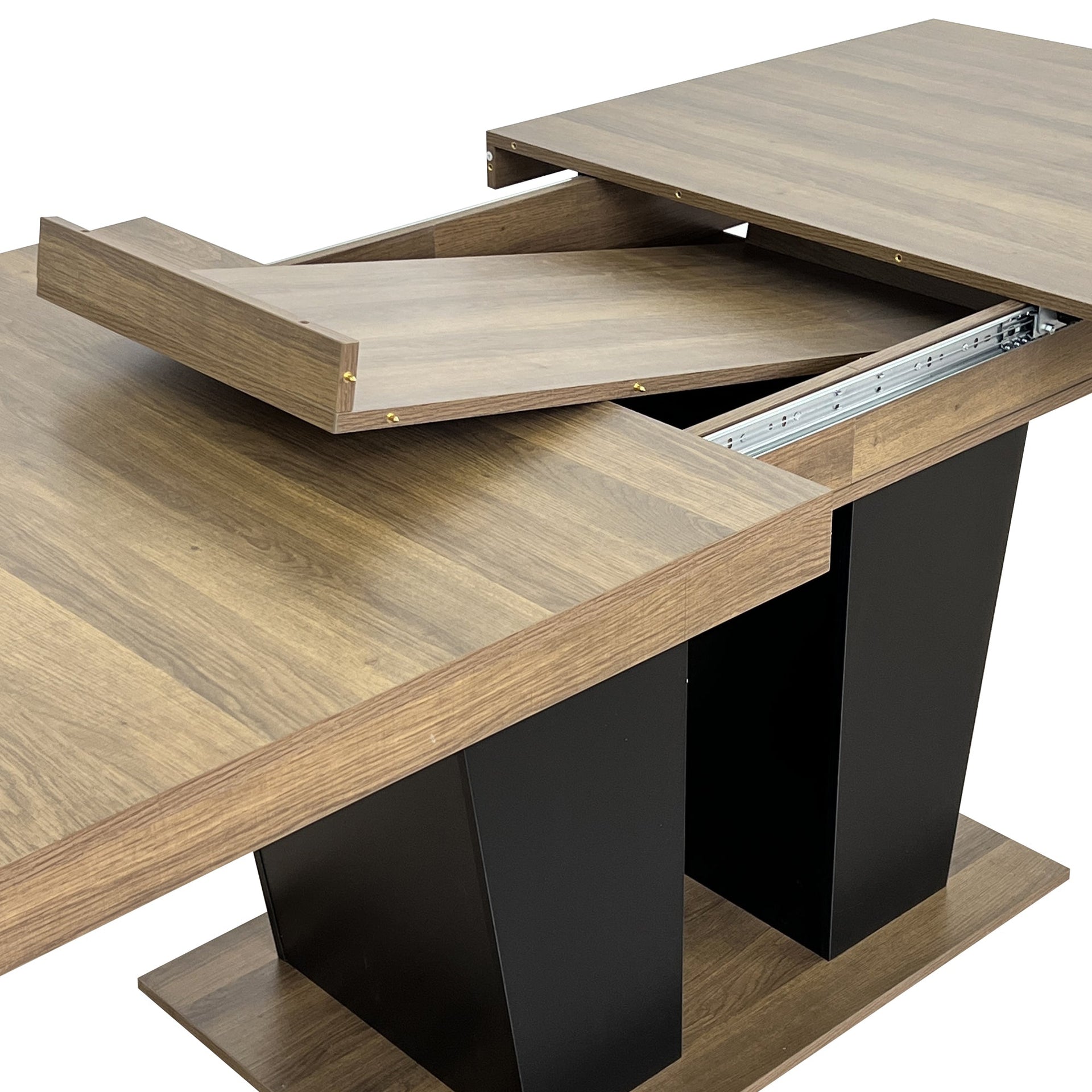Beige and Brown Extendable Dining Table