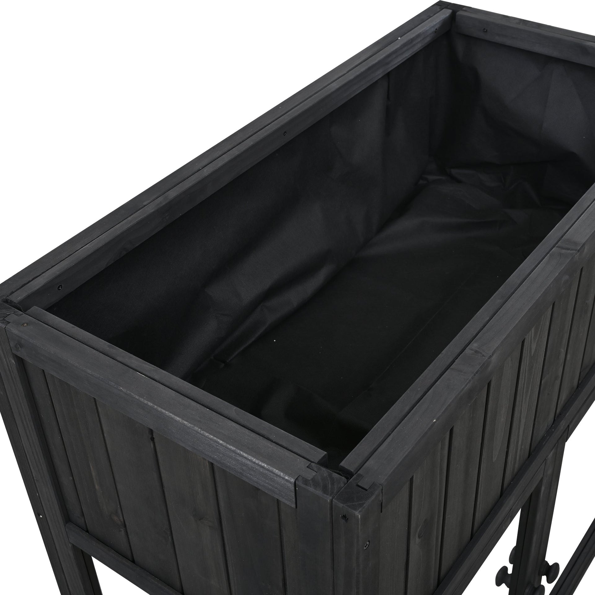 Patio 35.4''x17.7''x37.4'' Mini Wood Cold Frame, Compact 2 Doors Garden Greenhouse with Wheels, Raised Bed with Liner for Indoor Outdoor Use, Black