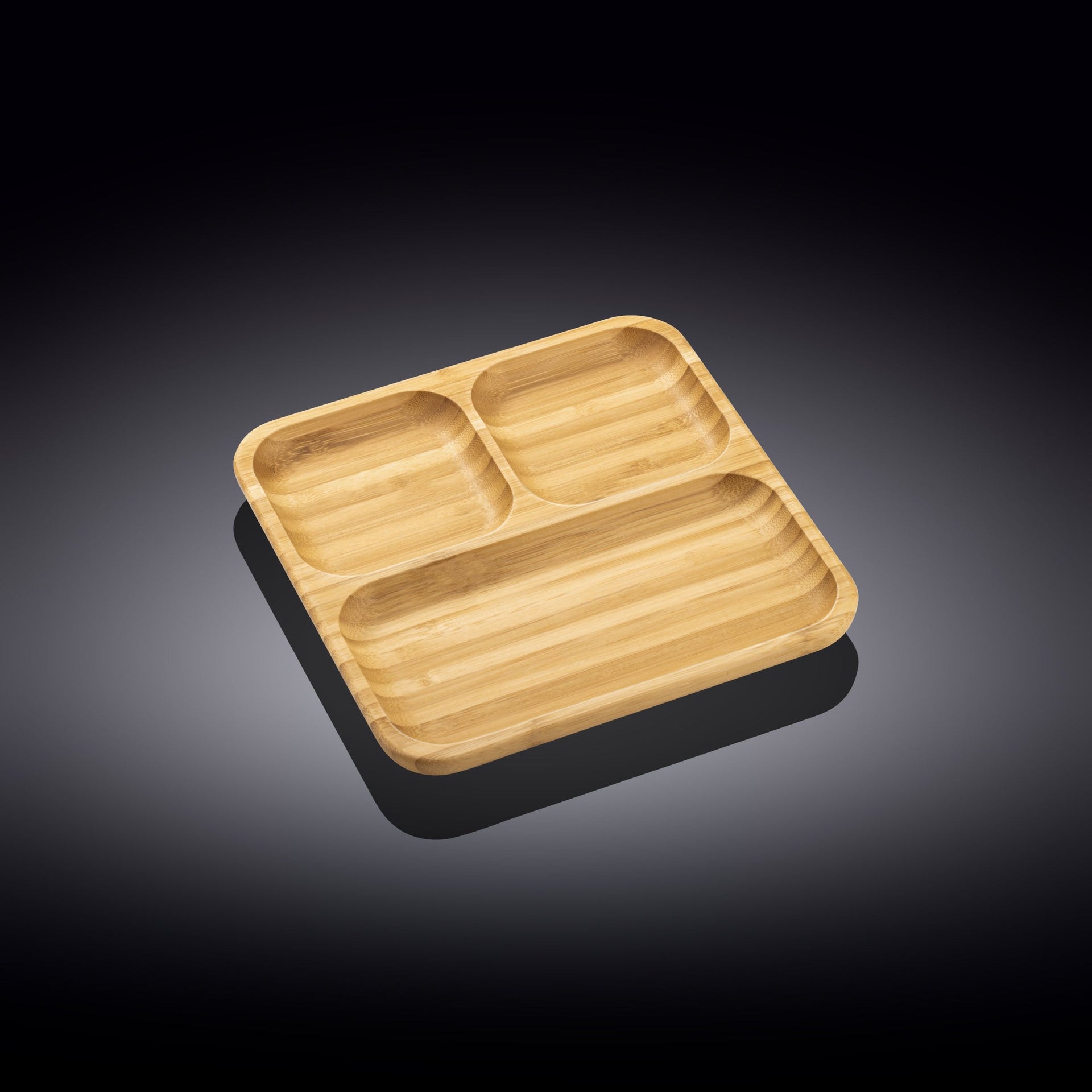 Set Of 4 Bamboo Square Divided Dish / Bento box 8.5