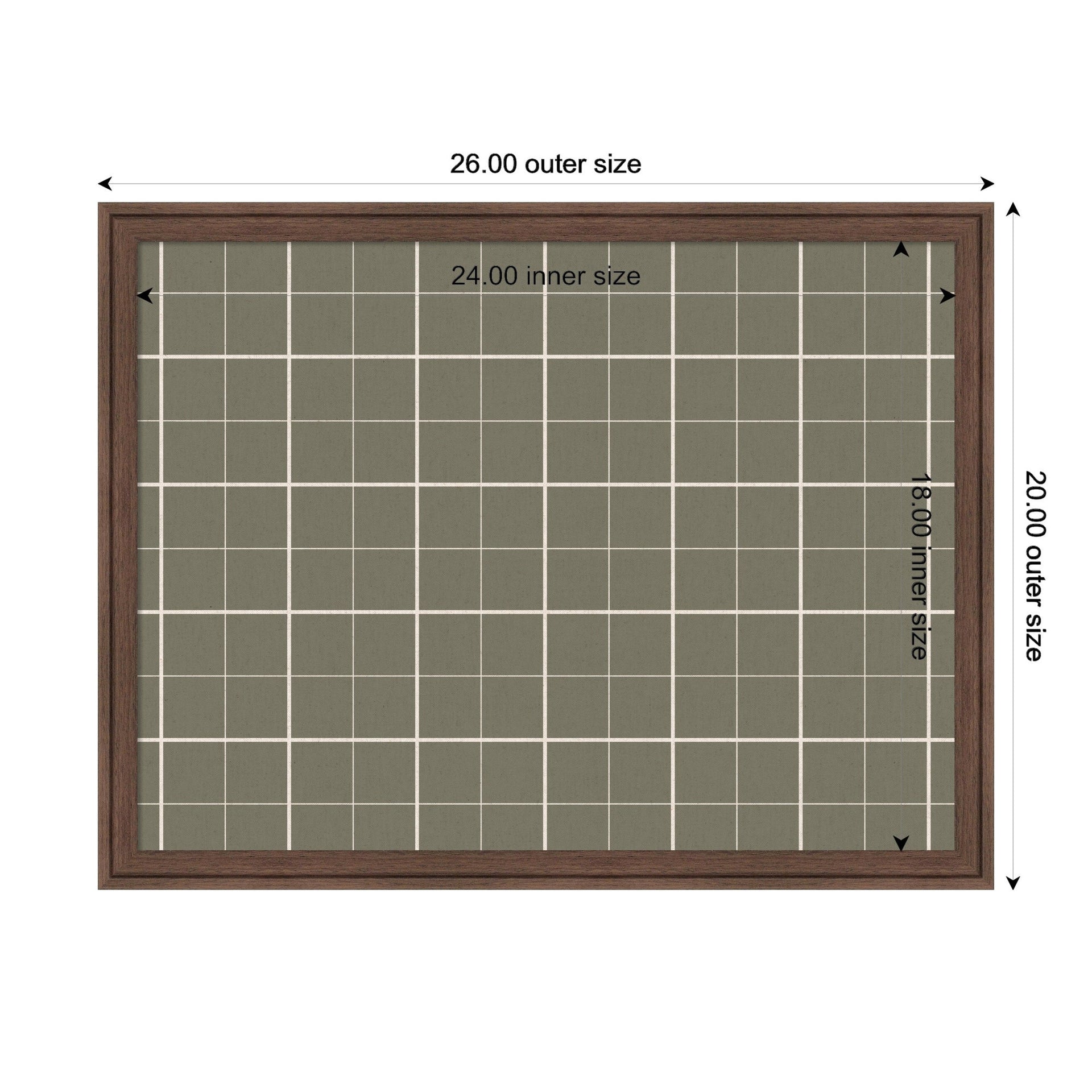 Framed Fabric Pinboard Sage Green Plaid Wall Organization
