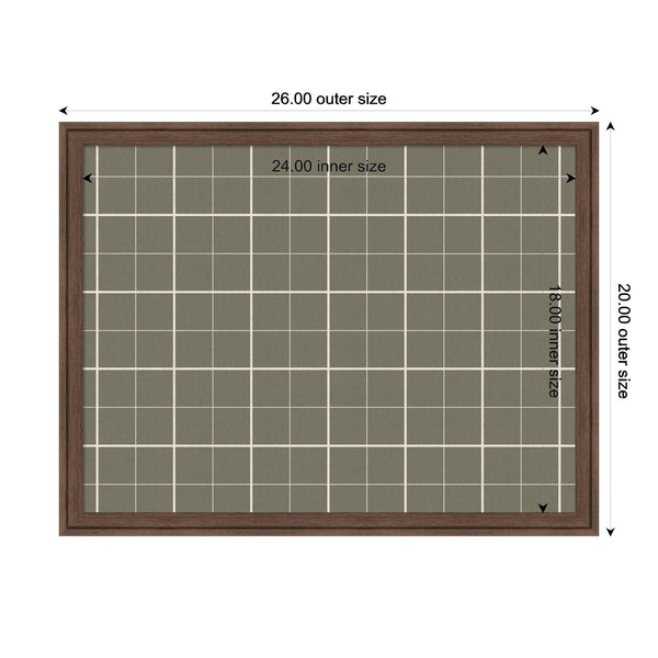 Framed Fabric Pinboard Sage Green Plaid Wall Organization