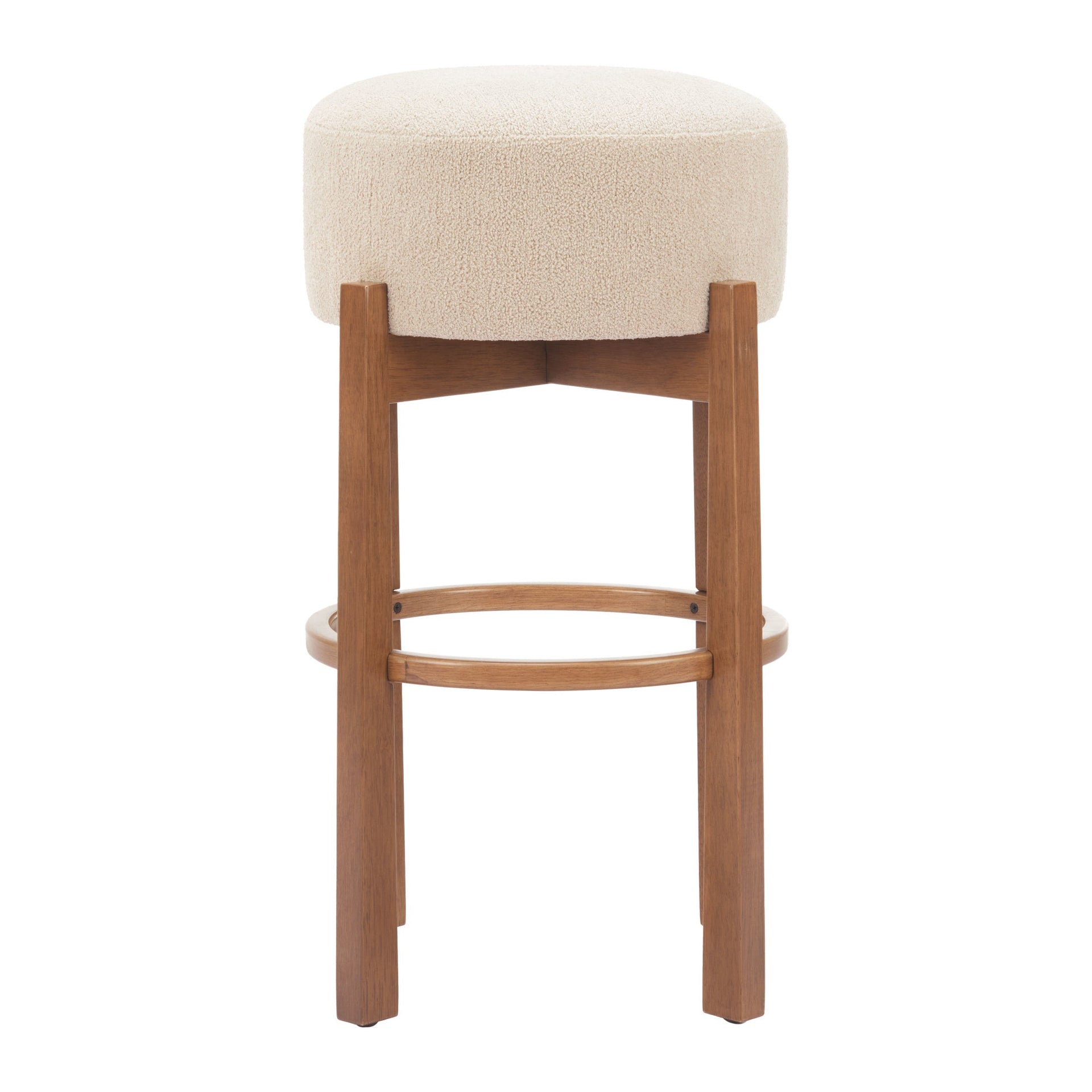 Nade Barstool (Set of 2) Beige & Walnut
