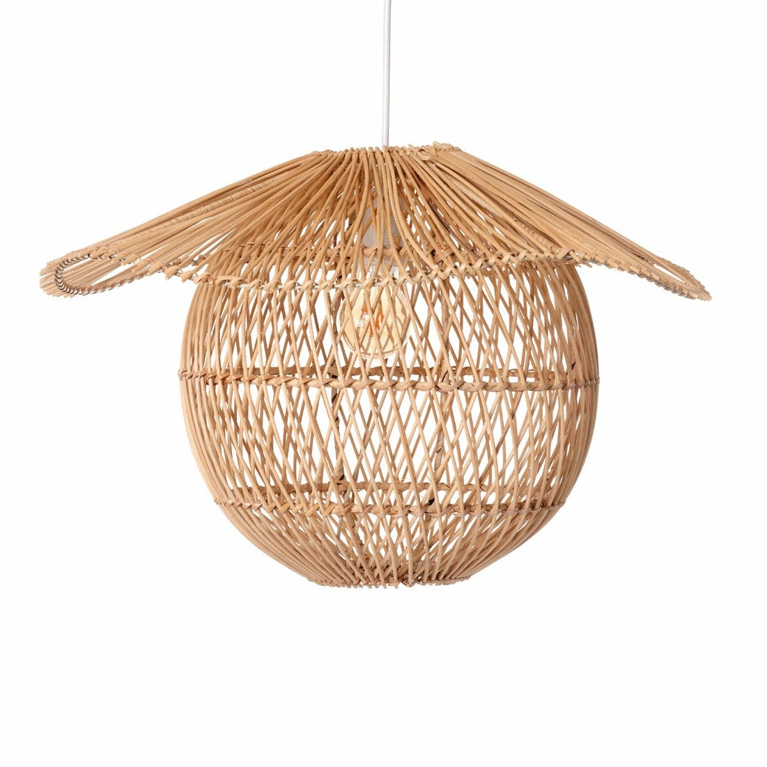 Rattan Lotus Orb Pendant Light