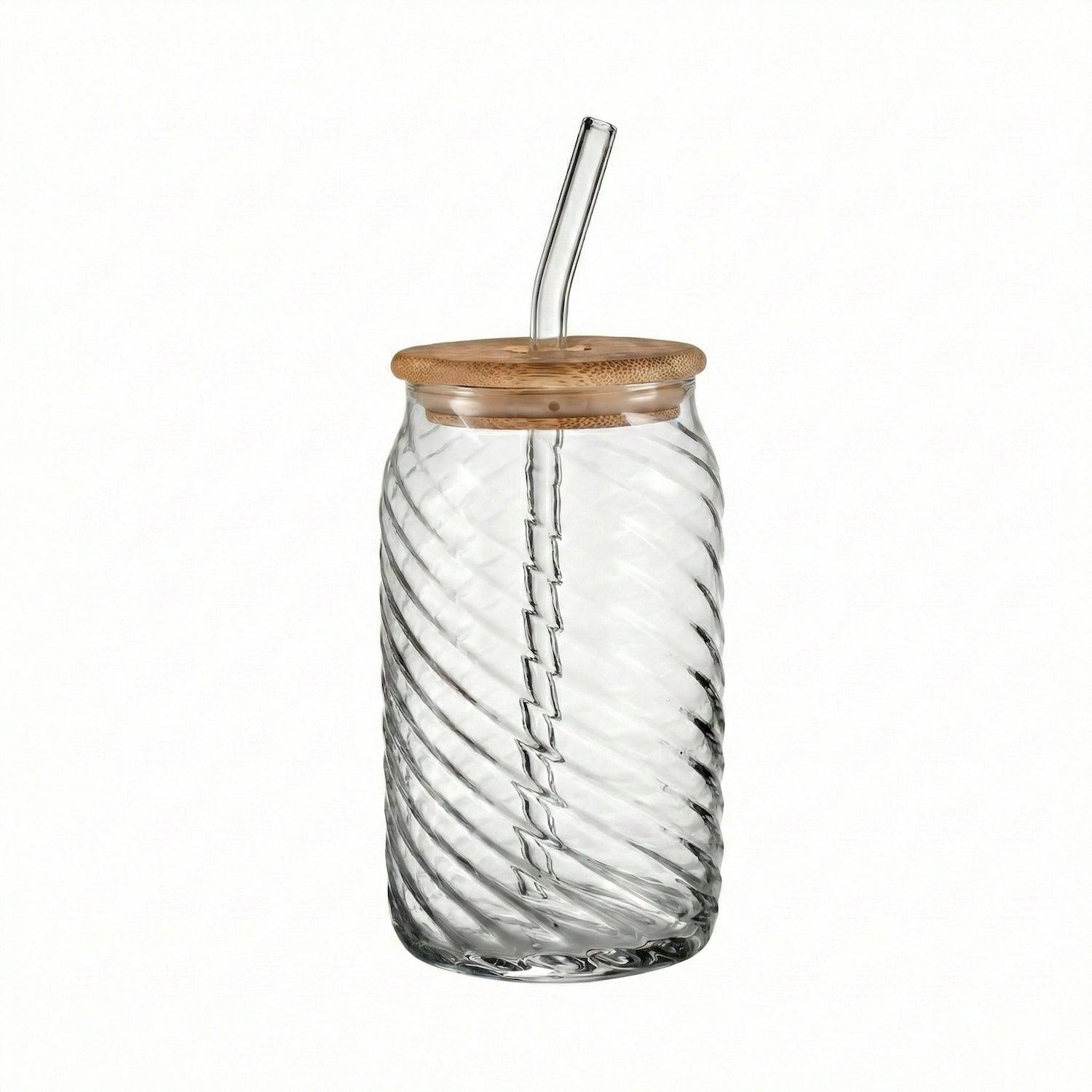 Belmar Set of 4 Glass Sippers - 18oz. with Bamboo Lid