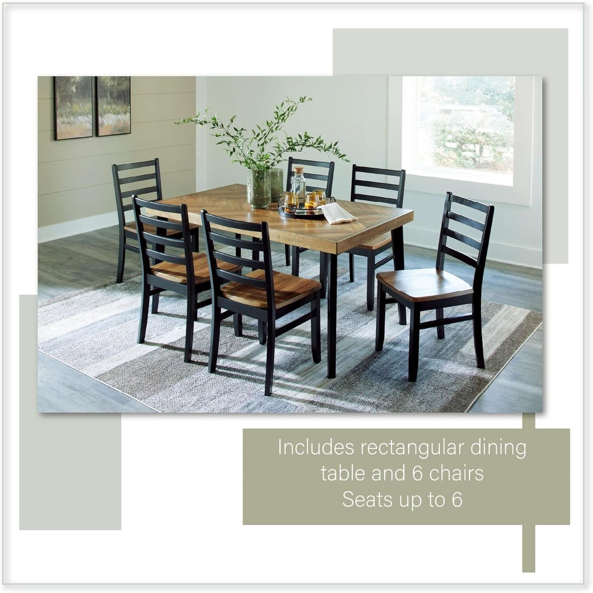 Blondon 60 Inch Solid Wood Dining Set Brown Finish Durable Construction