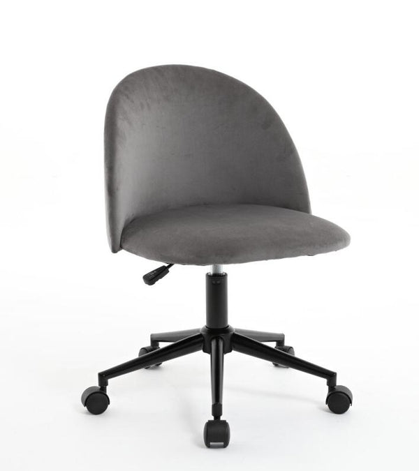 Velvet fabric office chair, mid back adjustable rotating computer chair, black legs, cushioned office chair with wheels