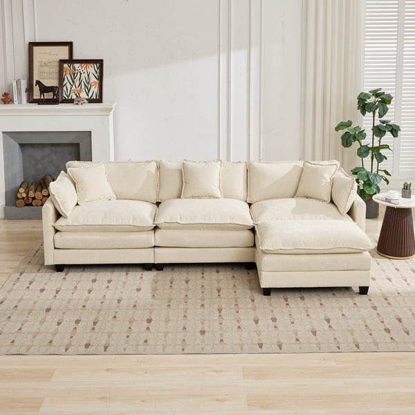 Cloud3 Seats  Sofa (Ottoman is not included)Chenille Fabric in Beige