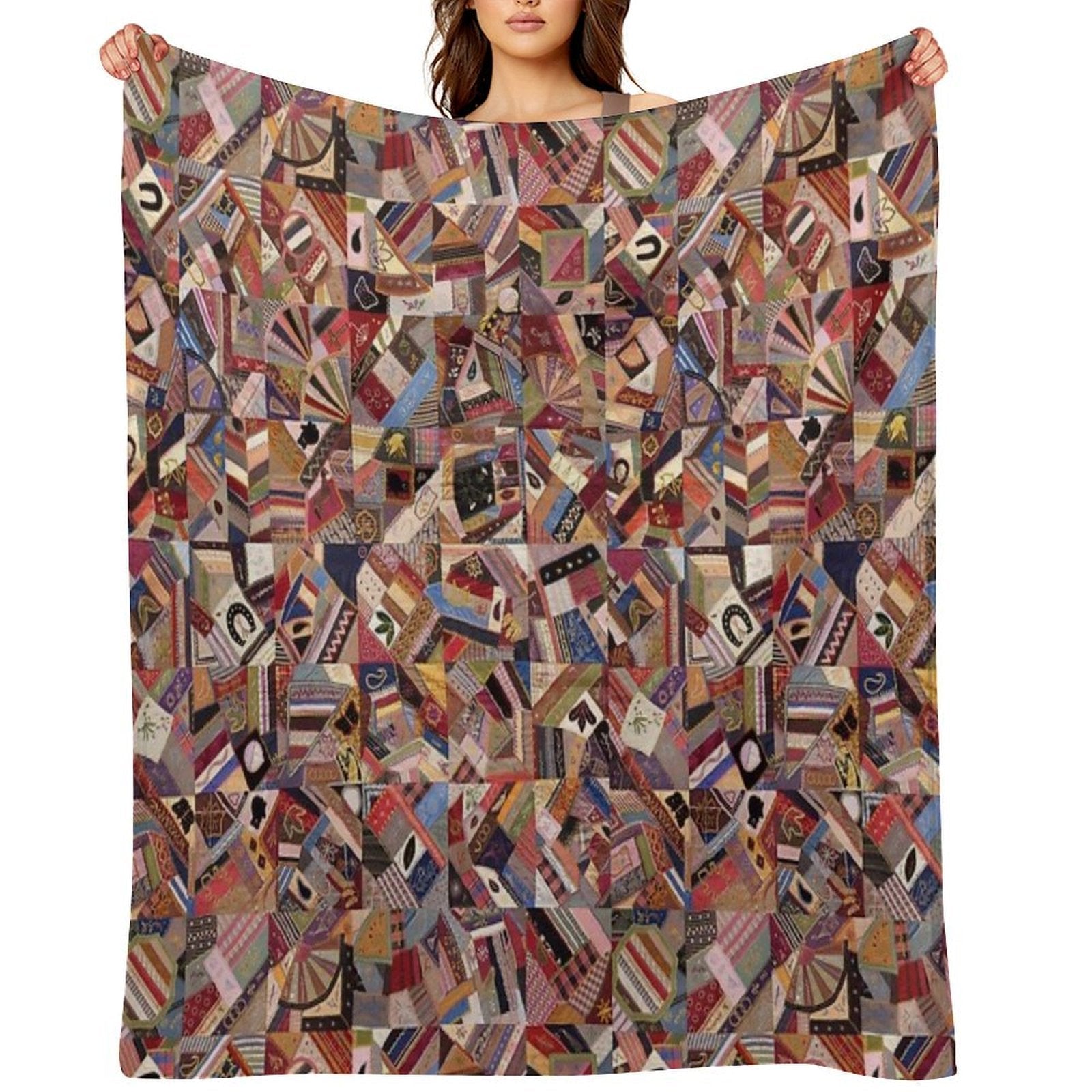 Patches of Joy A Crazy Quilt Design Stitching Together Memories A Crazy Quilt Design Compact Throw Blanket