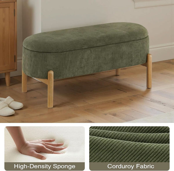 Green Oversized Storage Solution Bench Ottoman Bedroom