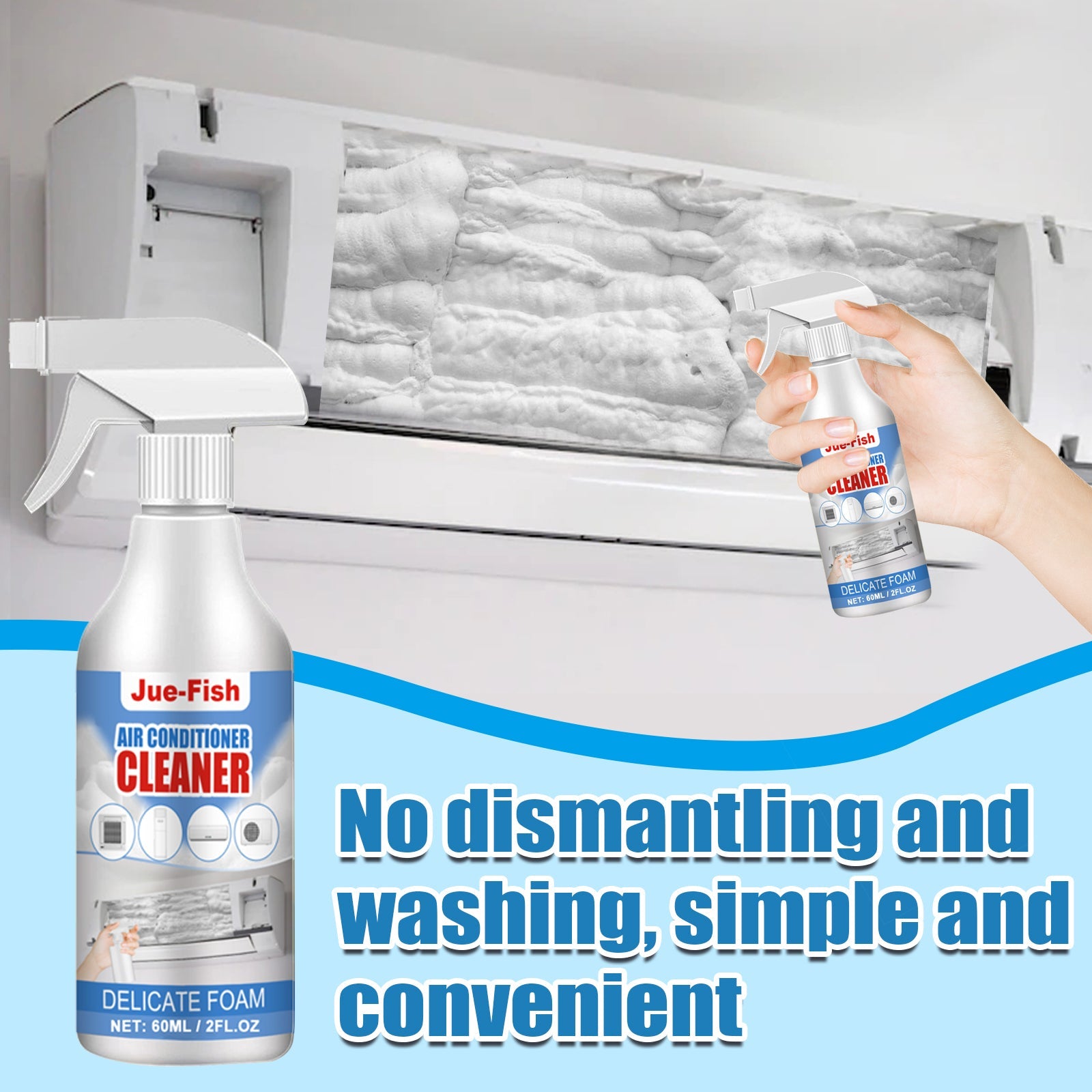 Air Conditioner Cleaner, Household Air Conditioner Hang-Up, Non-Dismantling, Odorless Descaling, Foam Air Conditioner Cleaning