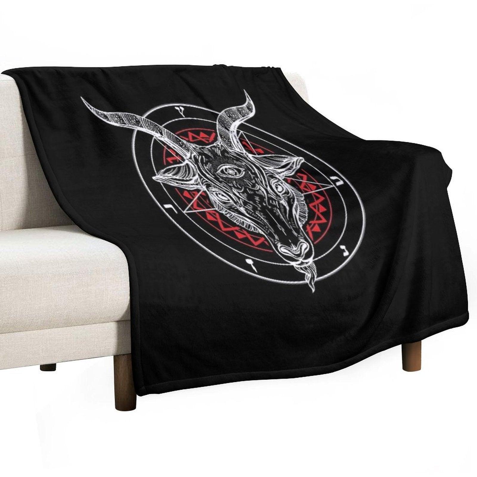 Satanic Goat Baphomet Circle Satan Symbol  Lucifer Devil Throw Blanket