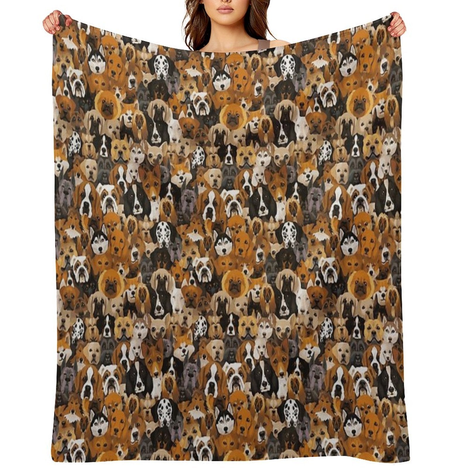 Watercolor Dog Pattern Shrink-resistant Throw Blanket