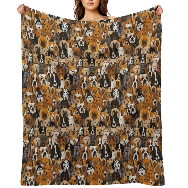 Watercolor Dog Pattern Shrink-resistant Throw Blanket