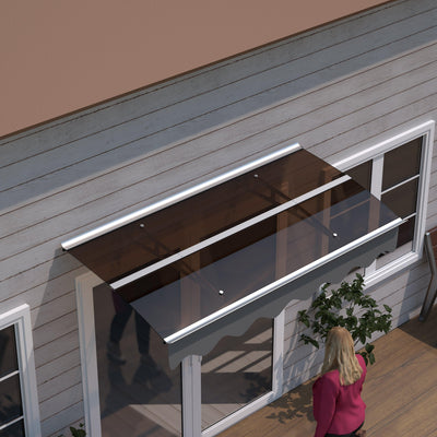 DA5934W Series Door Window Awning Canopy Made of 0.137 Inch Thick Crystal Solid Polycarbonate Sheet in size of 59