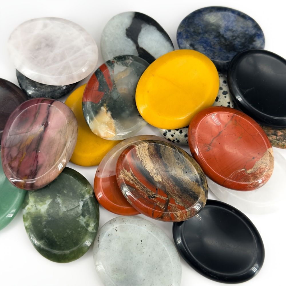 Thumb Worry Stones Oval Massage Quartz Healing Crystal Chakra Energy Therapy Meditation Spiritual Natural Gemstone Decor