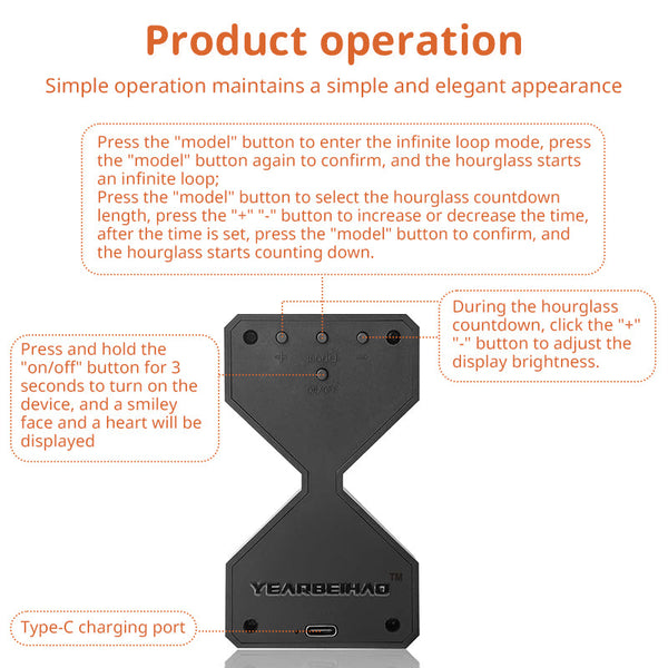 Cyber-style LED electronic sand timer: gravity-sensing, 1-30min countdown, tech decompression toy