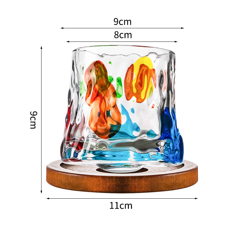 Hand drawn rotating glass cups multiple multi-purpose whiskey glasses rotating glass cups