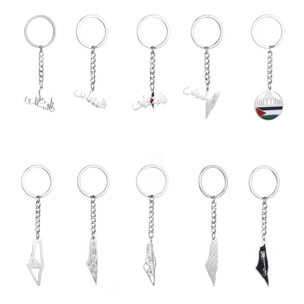 Israel Palestine Map Flag Drip Oil Stainless Steel Keychain Fashion Men's and Women's Stainless Steel Keys