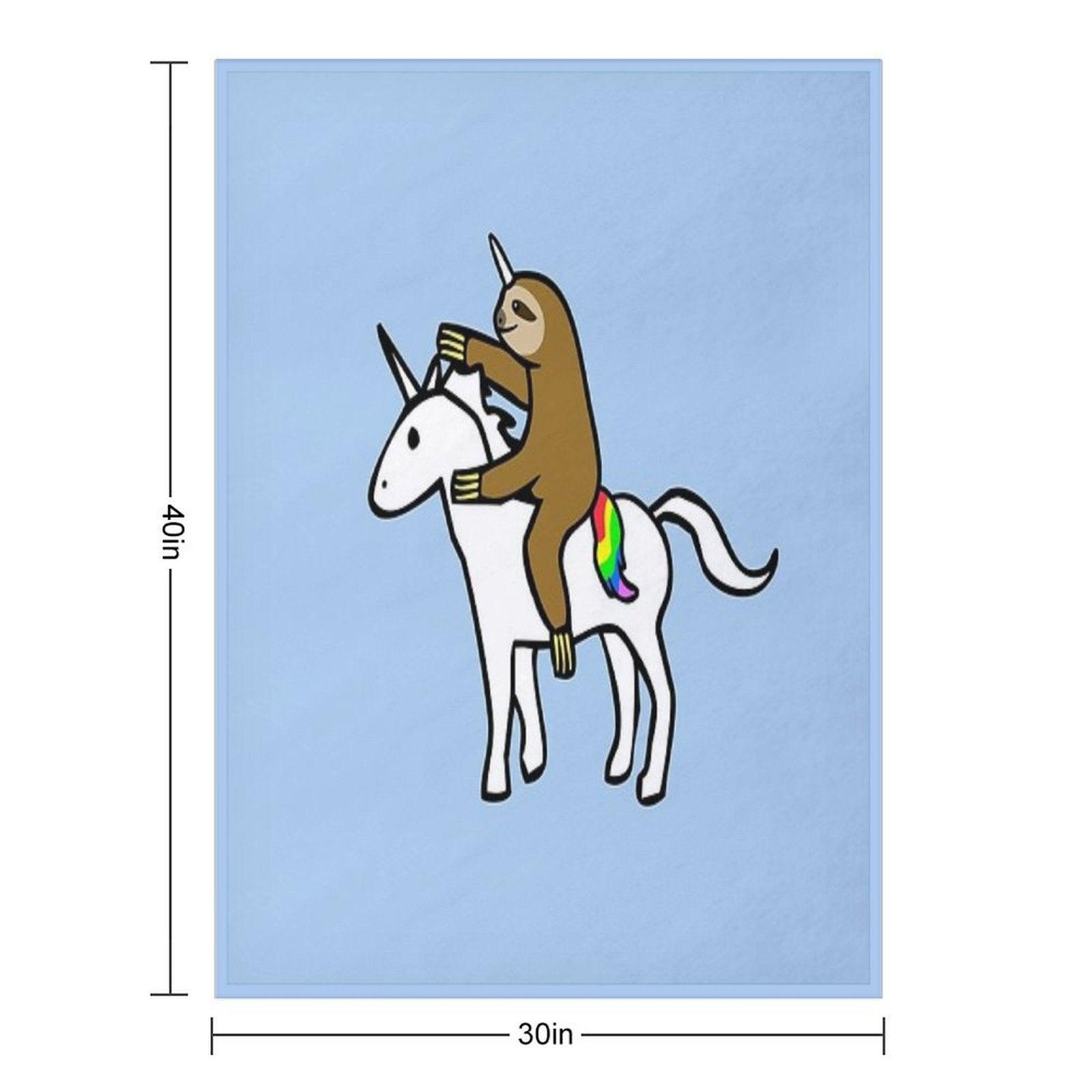 Slothicorn Riding Unicorn Throw Blanket