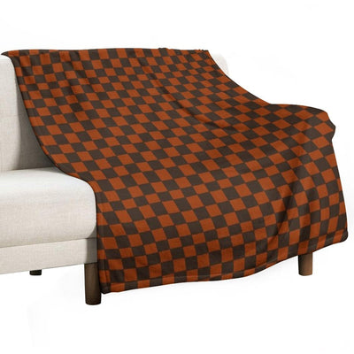 Brown And Orange Distorted Warped Checkerboard Pattern III Compact Throw Blanket