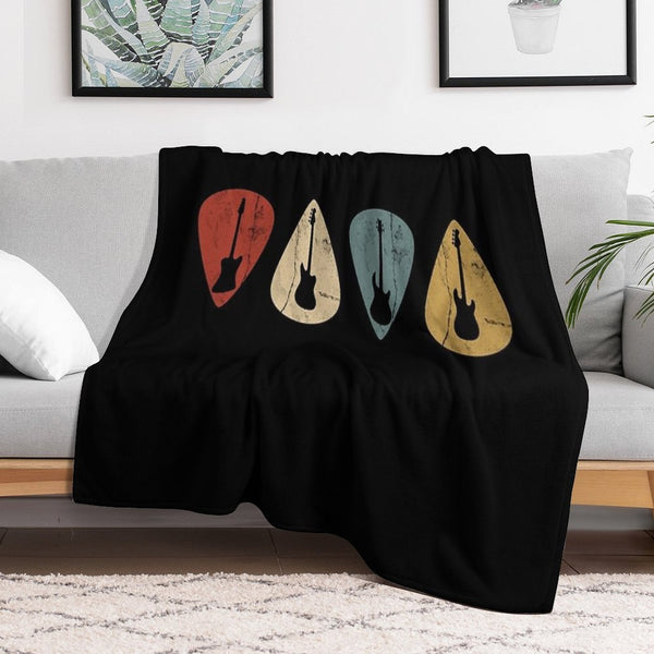 Bass Guitars Picks Retro Velvety-soft Throw Blanket