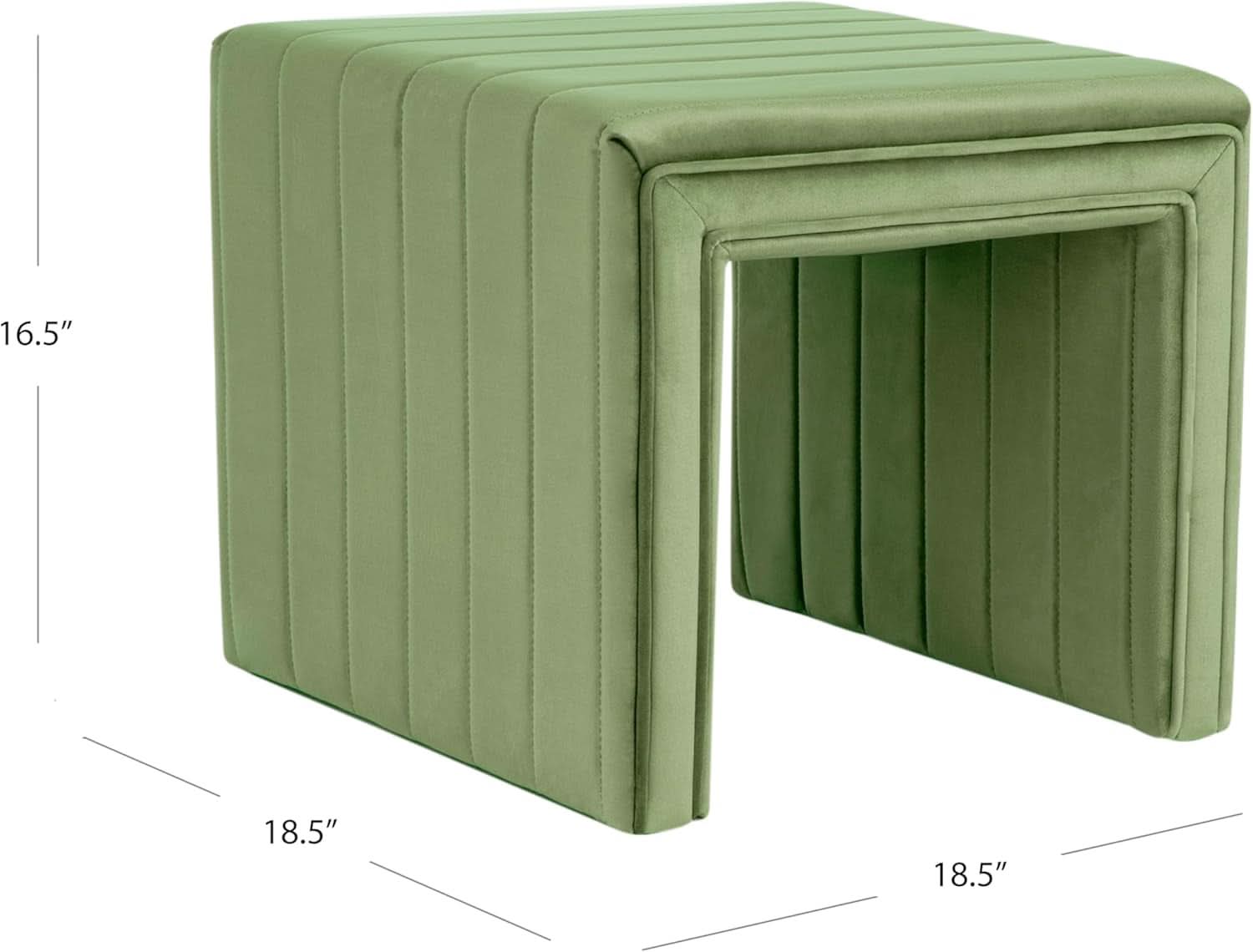 Elegant Green Velvet Tufted Channel Ottoman Footstool