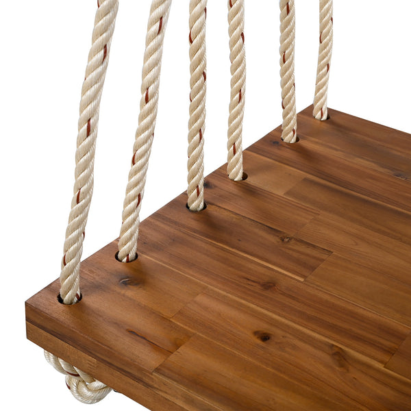 Patio Wooden Swing Chair Hanging Porch Swing Bench with Cushion & Pillows