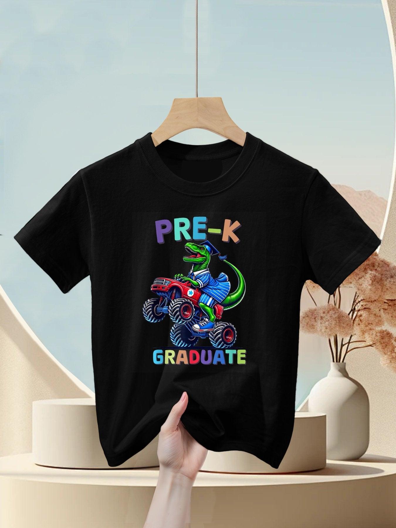 Pre-K Graduation Monster Truck Dinosaur Boys Kids Dino Kids T-Shirt