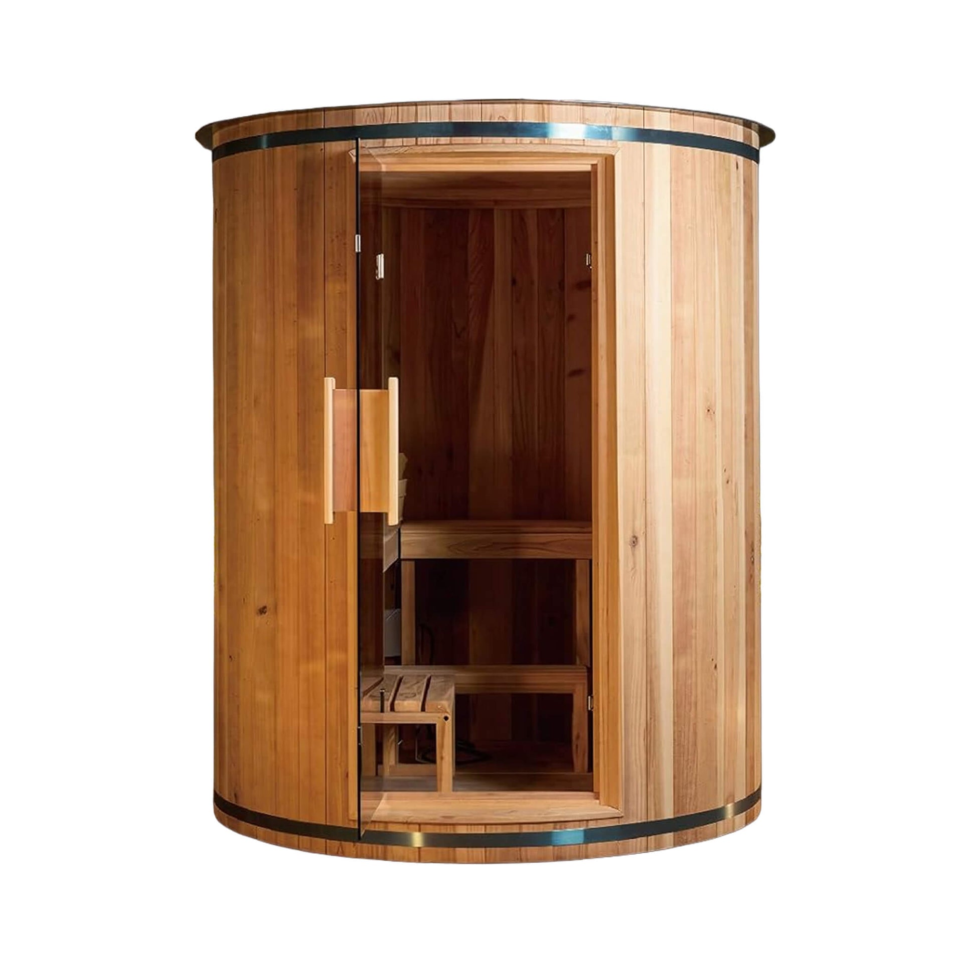 Barcelona Premium 78-Inch 4-Person Cedar Wood Outdoor Vertical Barrel Sauna With 6KW Heater, LED Lights And Stones (SAK74813)