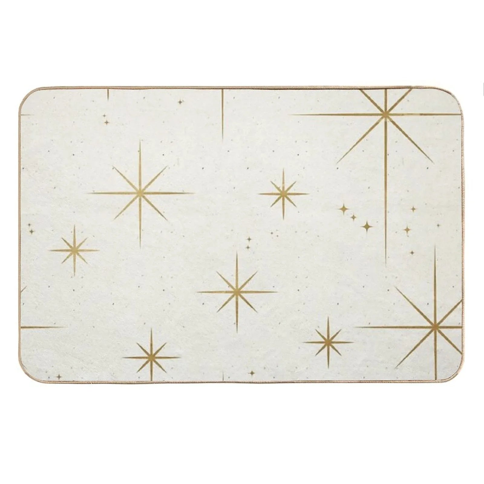 Gold Art Deco Stars Sparkle Pattern Astrology Astronomical Vintage Style White Background Bath Mat