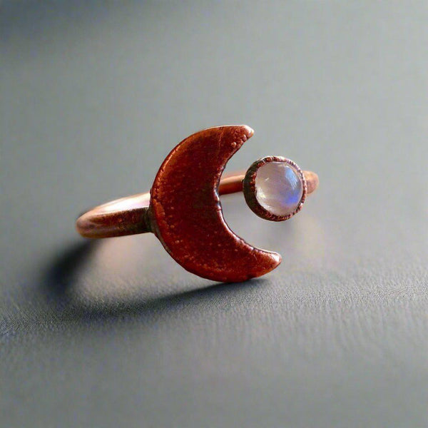 Copper Moonstone Open Ring - Embrace Inner Calm | By Blackbird & Sage