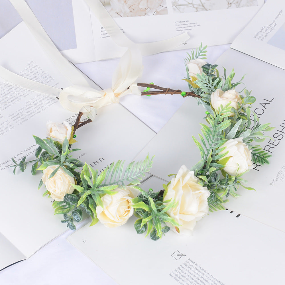Vine wreath fake flower headdress Bohemian tourism vacation simulation flower crown