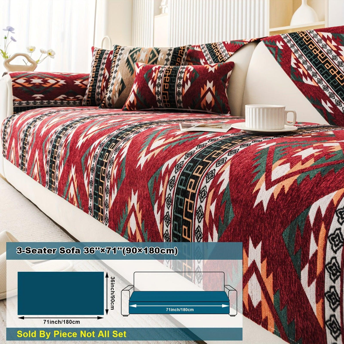 Boho Couch Cover - Chic Snow Chenille Sofa Slipcover