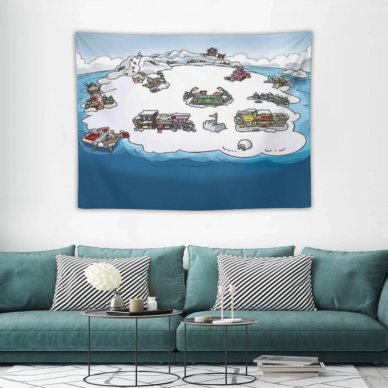 Club Penguin Map Tapestry