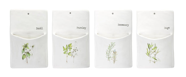 Set of 4 Ceramic Herb Wall Pockets