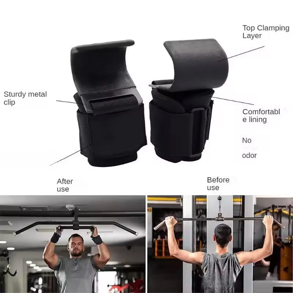 2PCS Power Hooks: Non - Slip Wrist Straps, Ideal for Gym, Pull - Ups, Powerlifting.