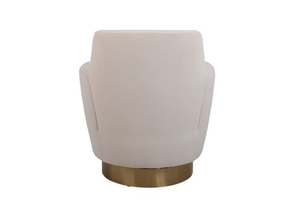 Beige Orange Velvet Swivel Barrel Chair