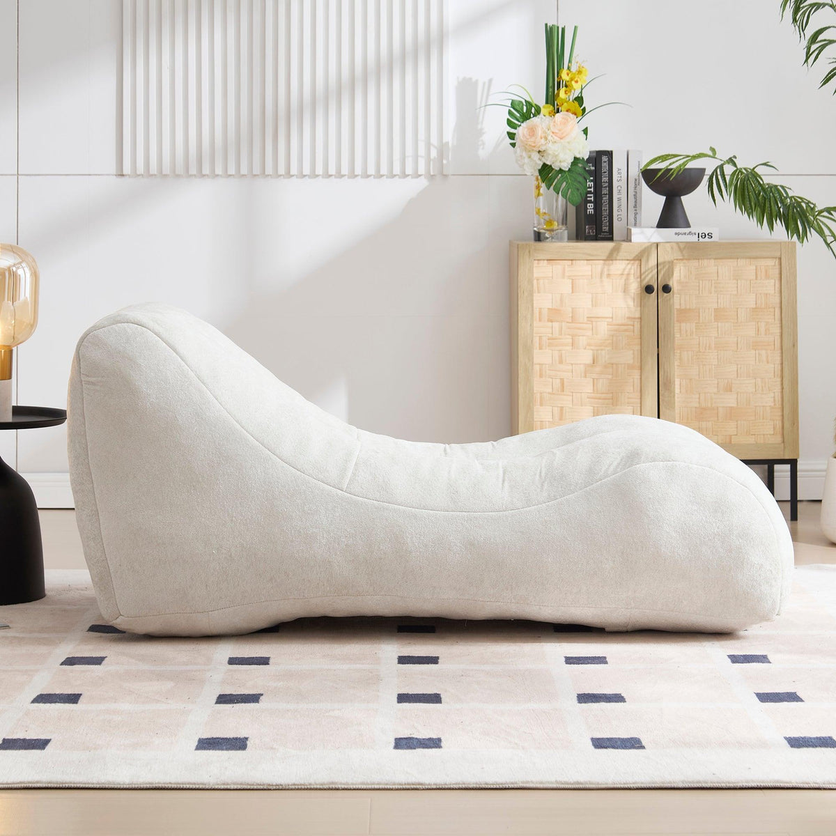 White Polyester Bean Bag Sofa‑Lounger