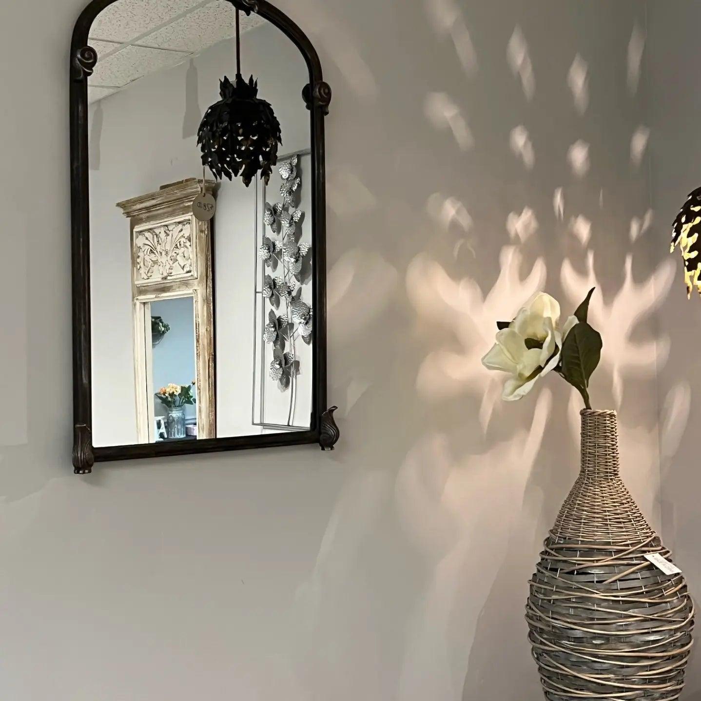 Vintage European Wall Mirror with Arched Metal Frame Vagabond Vintage