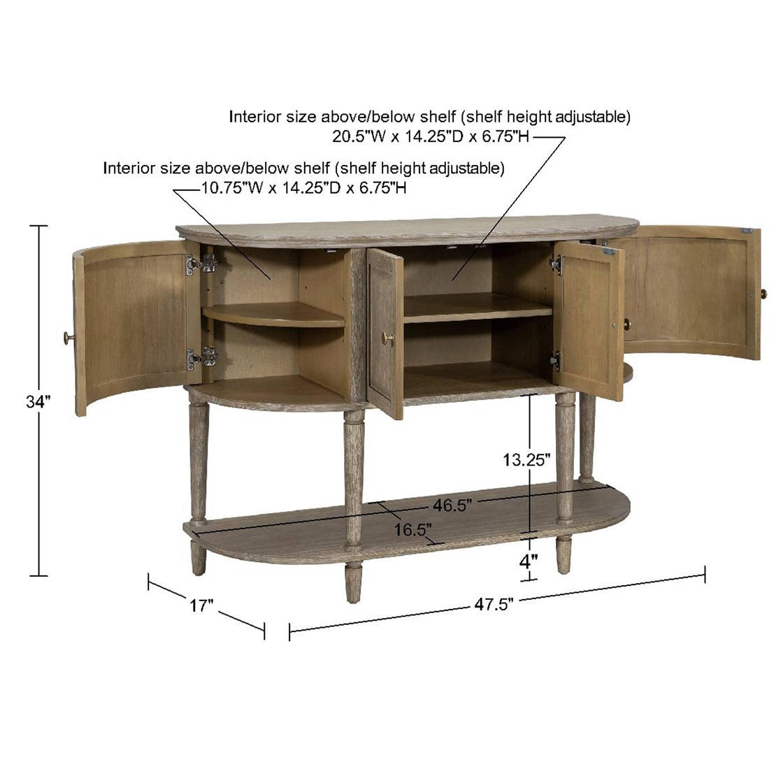 Ayanna Accent Cabinet with Lower Shelf - Reclaimed Wheat