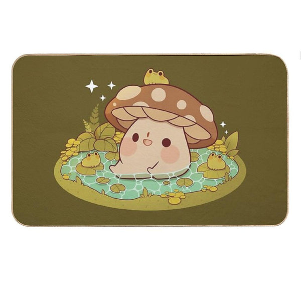 Cute Mushroom in A Frog Pond Bath Mat