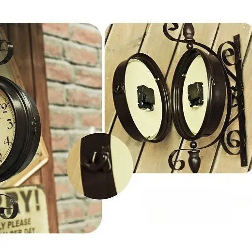 Vintage Double-Sided Station Wall Clock