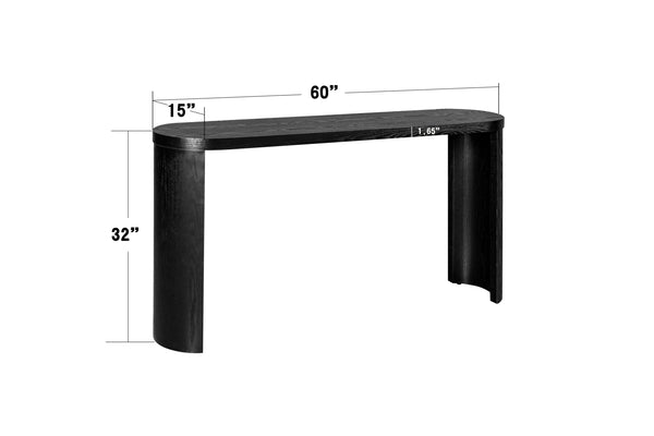 60'' Thick Top Entryway Table, Curved Legs, Support The Installation Of Inward-facing Or Outward-facing for Sofas, Entryway (Black) Vtng Furniture