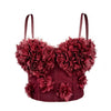 French mesh see through fishbone corset with chest cushion three-dimensional flower shaped outerwear beautiful back - Red / 34B/75
