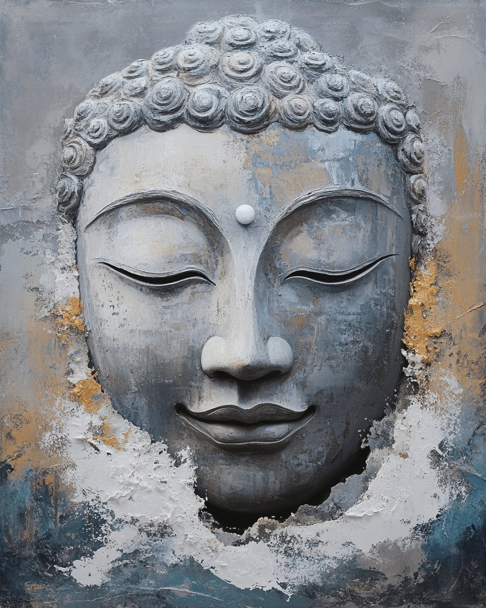 Zen Wall Art - Stone Buddha Meditation Decor | Wabi-Sabi Artwork 8x10 Print